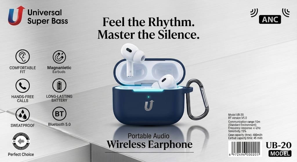 UB-20 Wireless ANC Earbuds (Universal Super Bass)